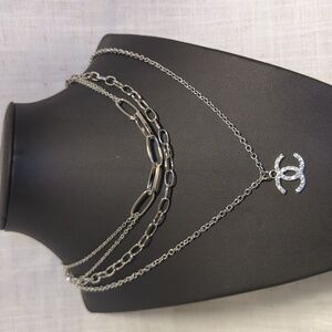Elegant Silver Layered Necklace Set